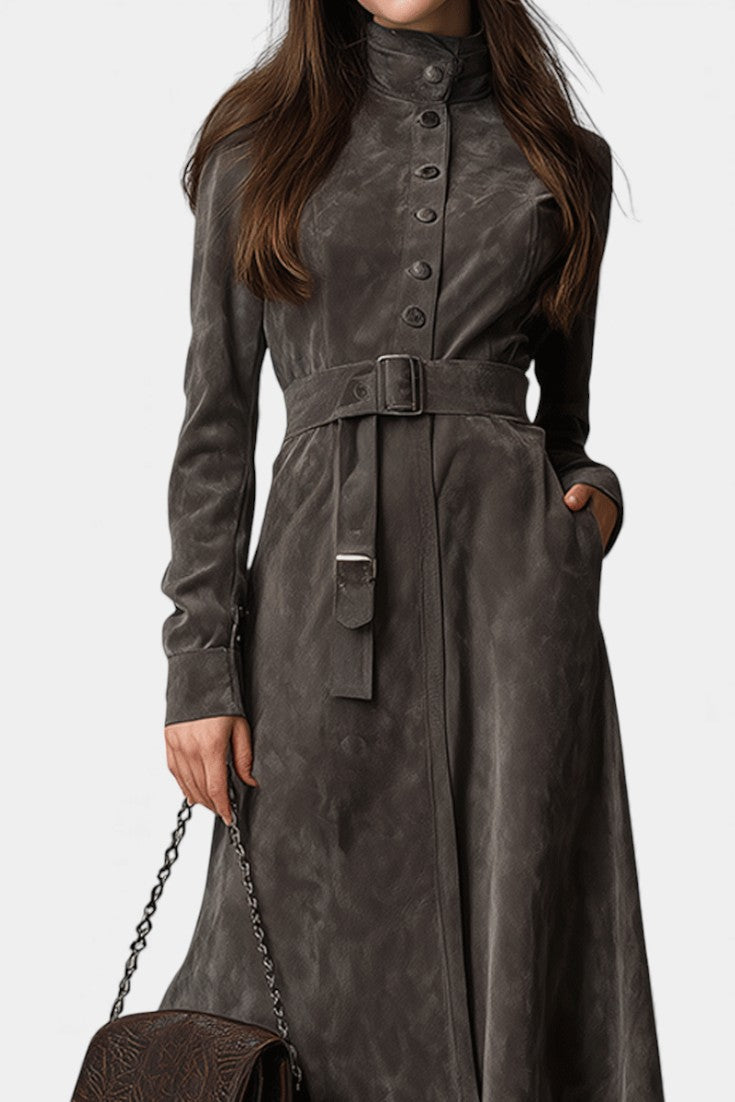 Ambria Long Western Chic Coat with Slim Silhouette