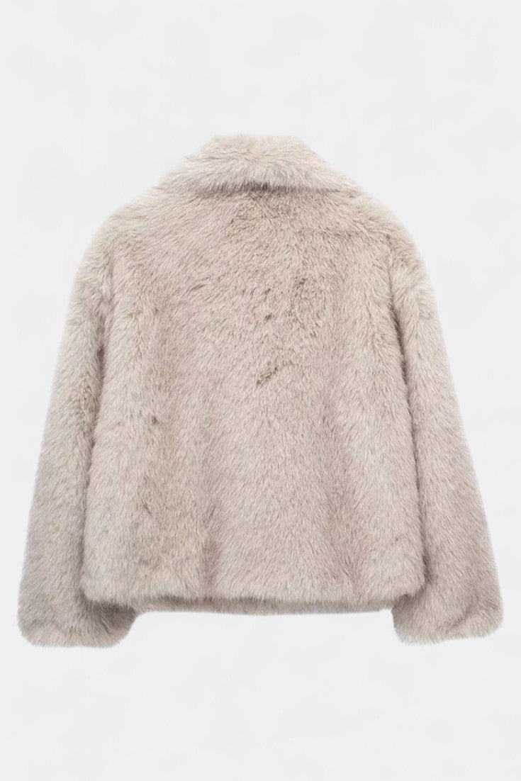Aurorette Oversized Faux Fur Coat with Statement Collar