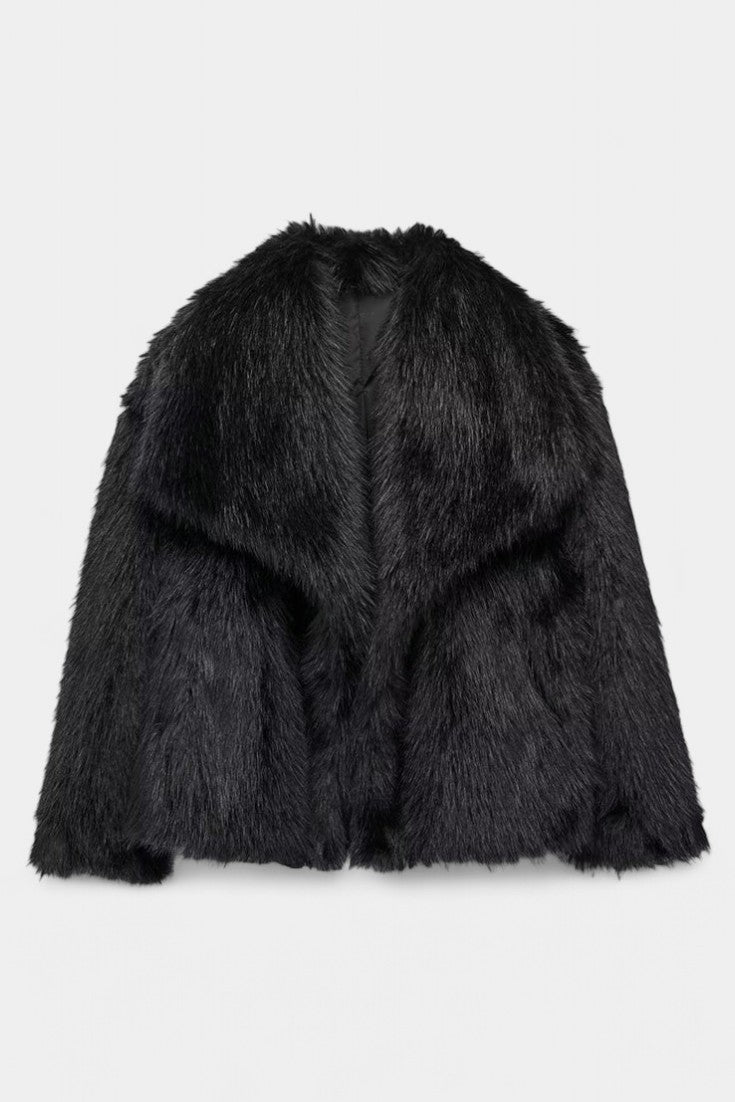 Aurorette Oversized Faux Fur Coat with Statement Collar