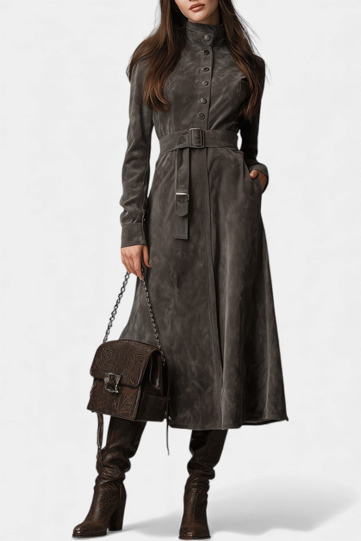 Ambria Long Western Chic Coat with Slim Silhouette