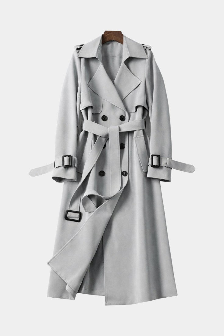 Romane Long Belted Double-Breasted Coat