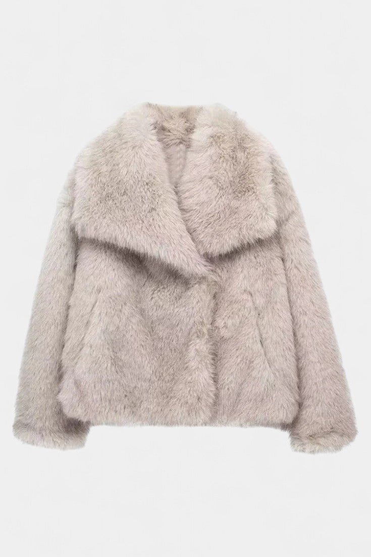 Aurorette Oversized Faux Fur Coat with Statement Collar