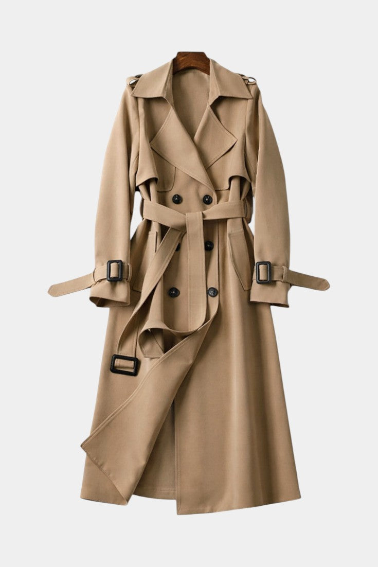 Romane Long Belted Double-Breasted Coat