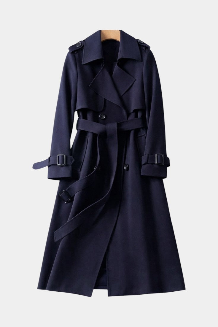 Romane Long Belted Double-Breasted Coat