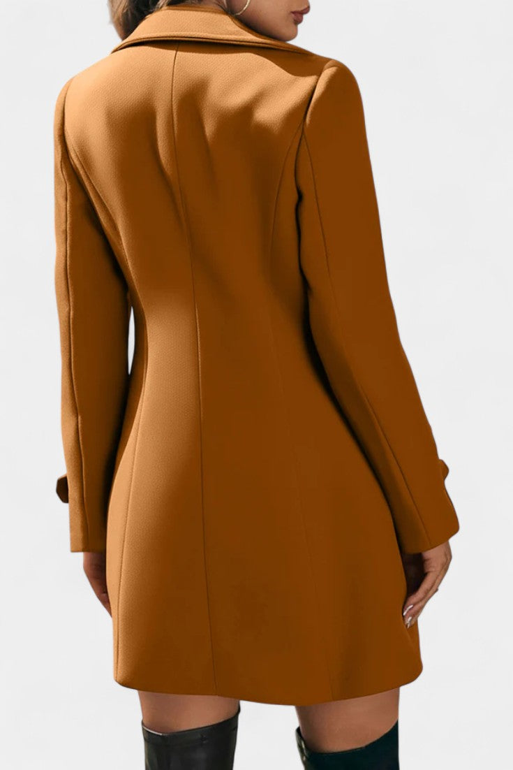 Maïlys Open Coat with Notched Collar and Decorative Buttons