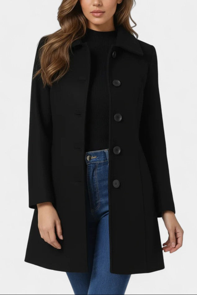 Louane Winter Coat with Single Button and Fitted Waist