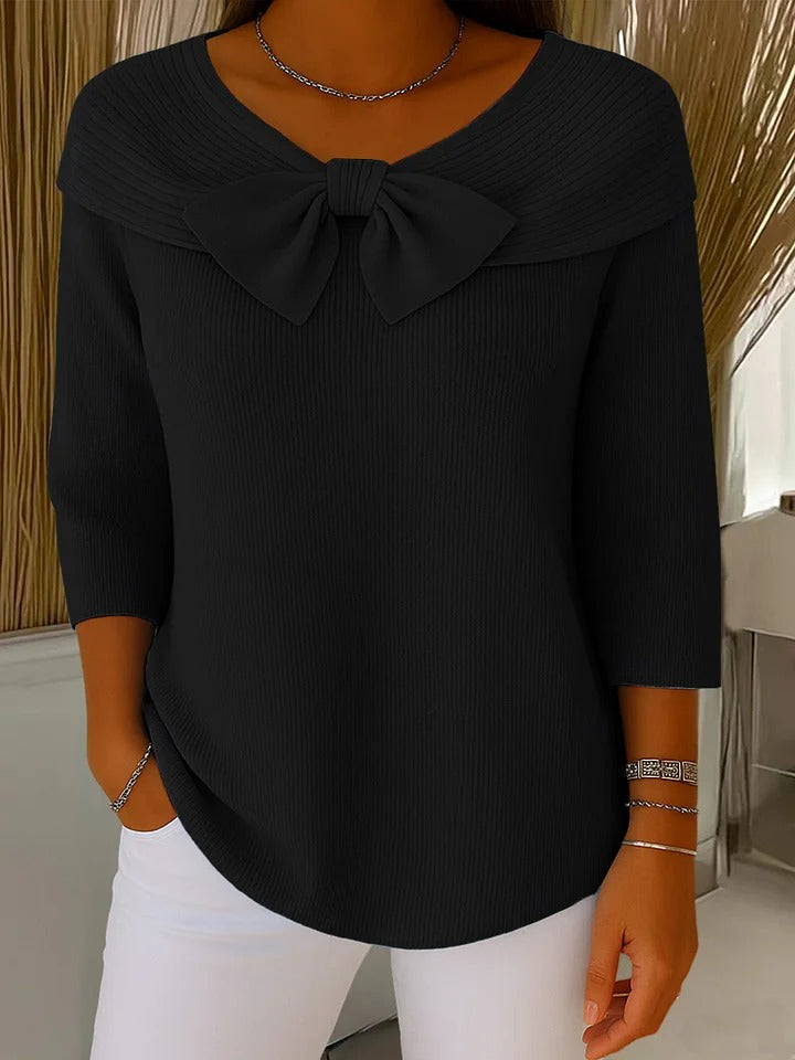 Alana™ | Women's Sweater with Bow and Round Neckline