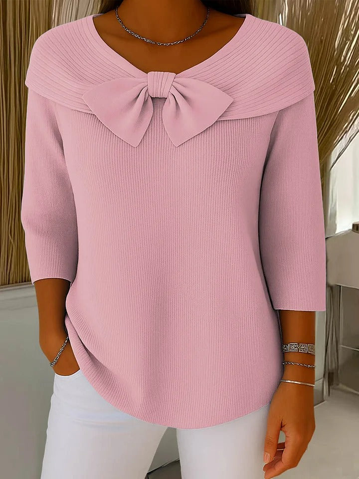 Alana™ | Women's Sweater with Bow and Round Neckline