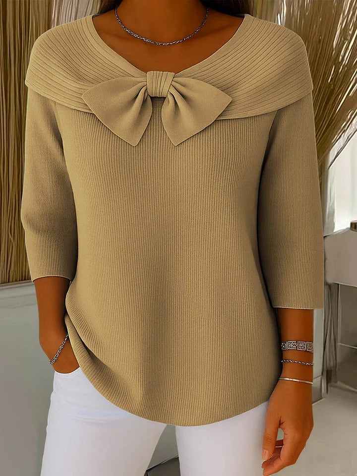 Alana™ | Women's Sweater with Bow and Round Neckline