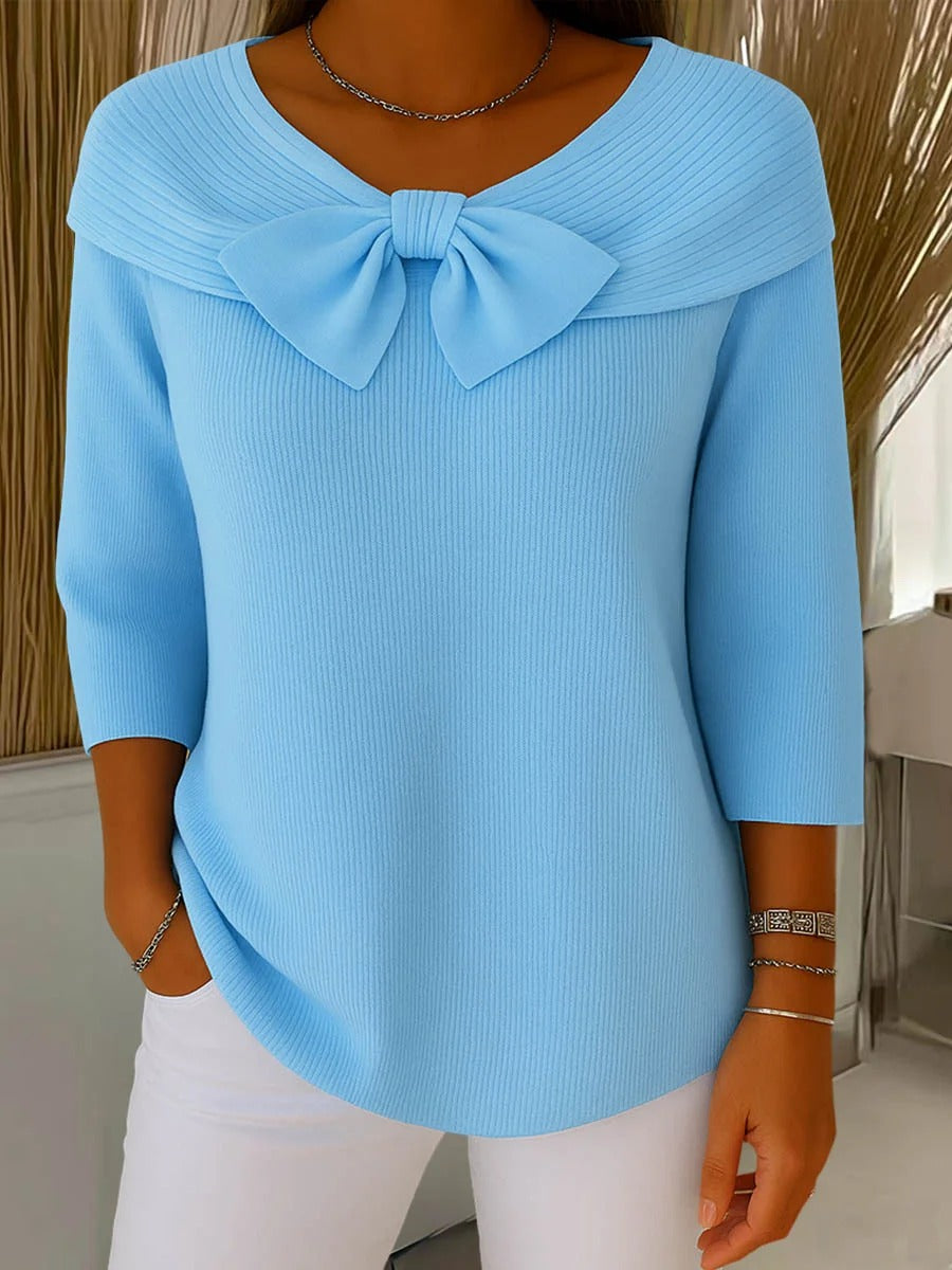 Alana™ | Women's Sweater with Bow and Round Neckline