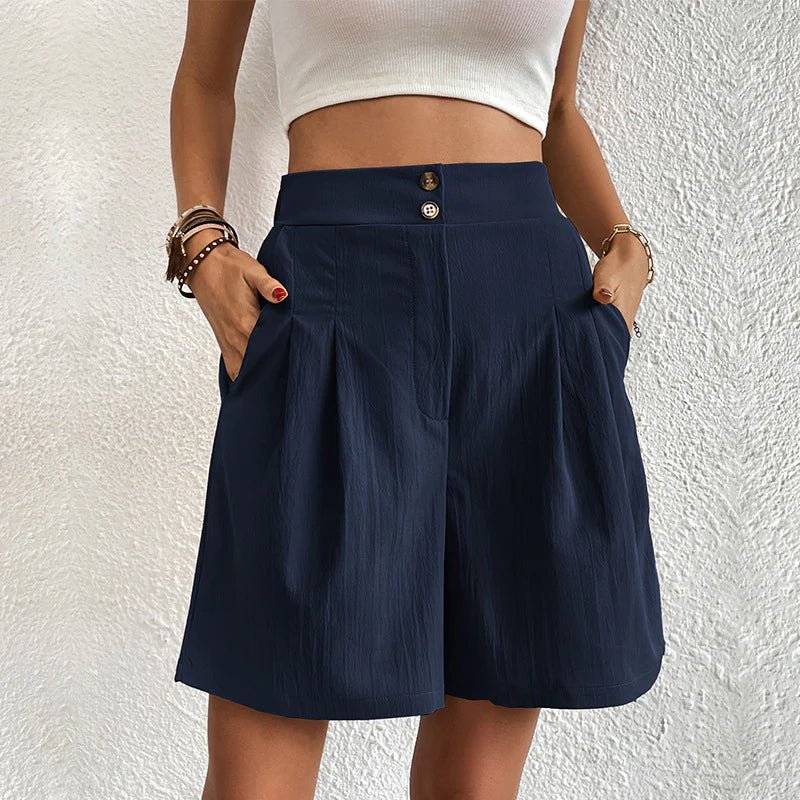 Blair | Women's High Waist Wide Leg Shorts Pleated with Pockets