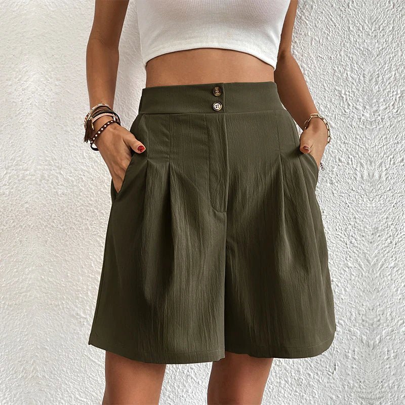 Blair | Women's High Waist Wide Leg Shorts Pleated with Pockets