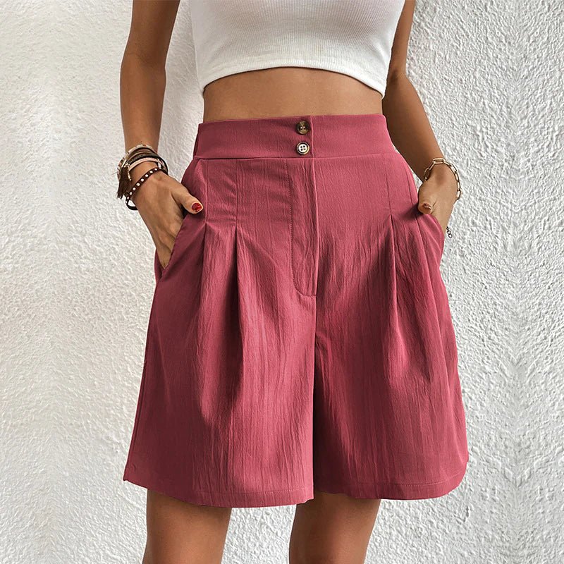 Blair | Women's High Waist Wide Leg Shorts Pleated with Pockets