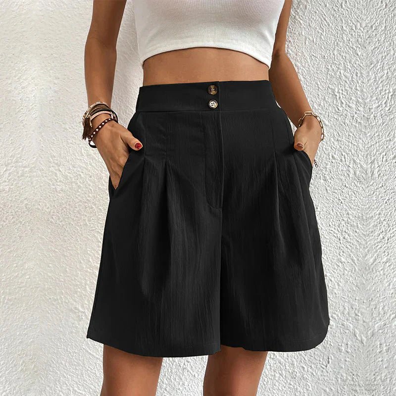 Blair | Women's High Waist Wide Leg Shorts Pleated with Pockets