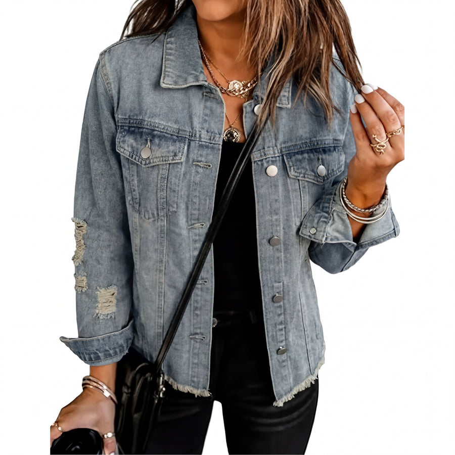 DENIM™ – Distressed Boyfriend Denim Jacket