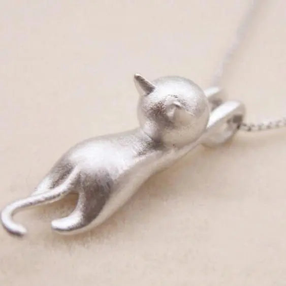 Playful 925 Silver Cat Necklace