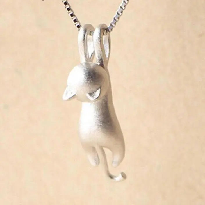 Playful 925 Silver Cat Necklace