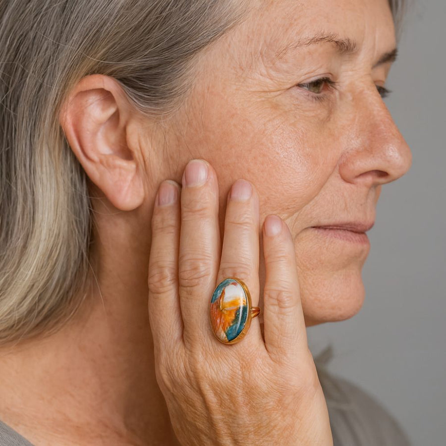 Vintage Colorful Golden Ring