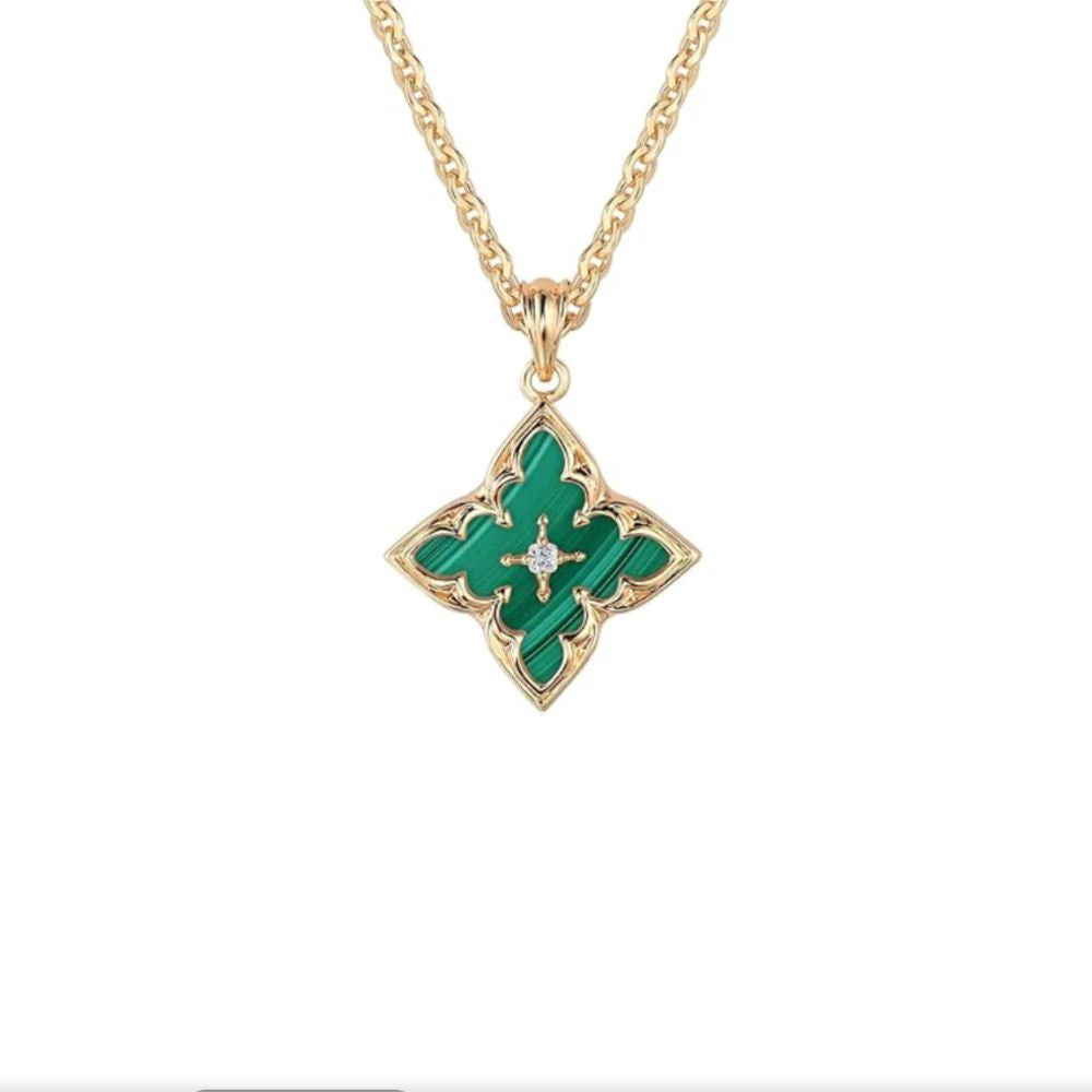 Emerald Clover Pendant Necklace