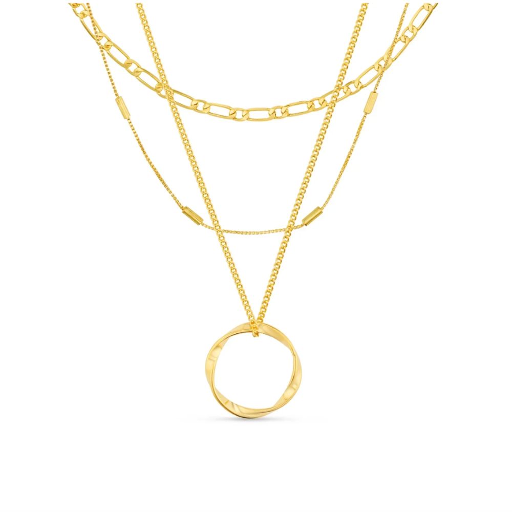 Open Circle Three Row Necklace