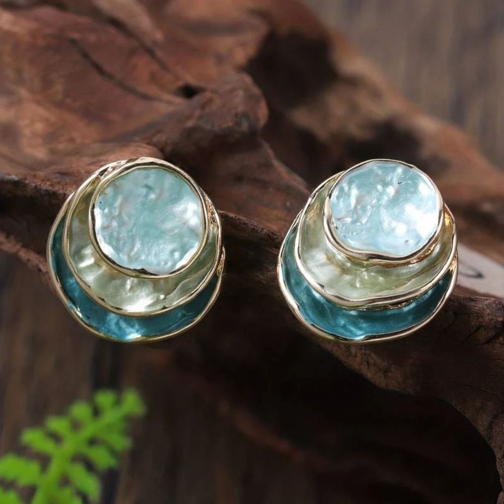 Ocean Hand-Painted Layered Hoop Earrings