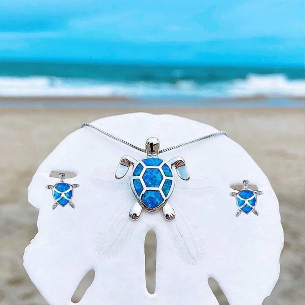 Opal Sea Turtle Jewelry Set