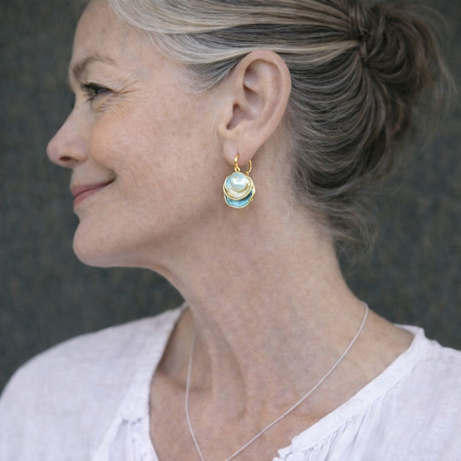 Ocean Hand-Painted Layered Hoop Earrings