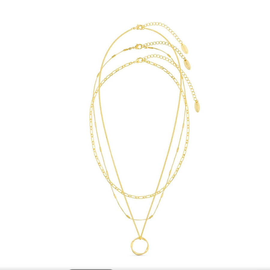 Open Circle Three Row Necklace