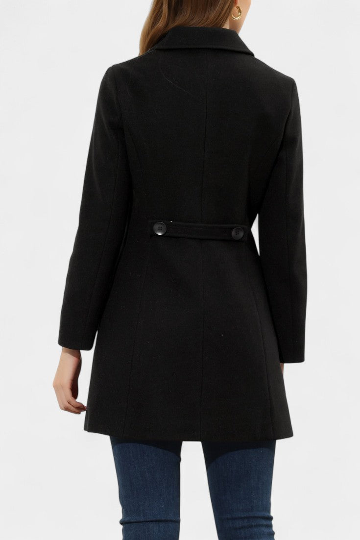 Manea Long Thick Coat with Faux Fur Collar