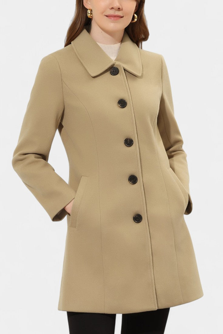 Manea Long Thick Coat with Faux Fur Collar