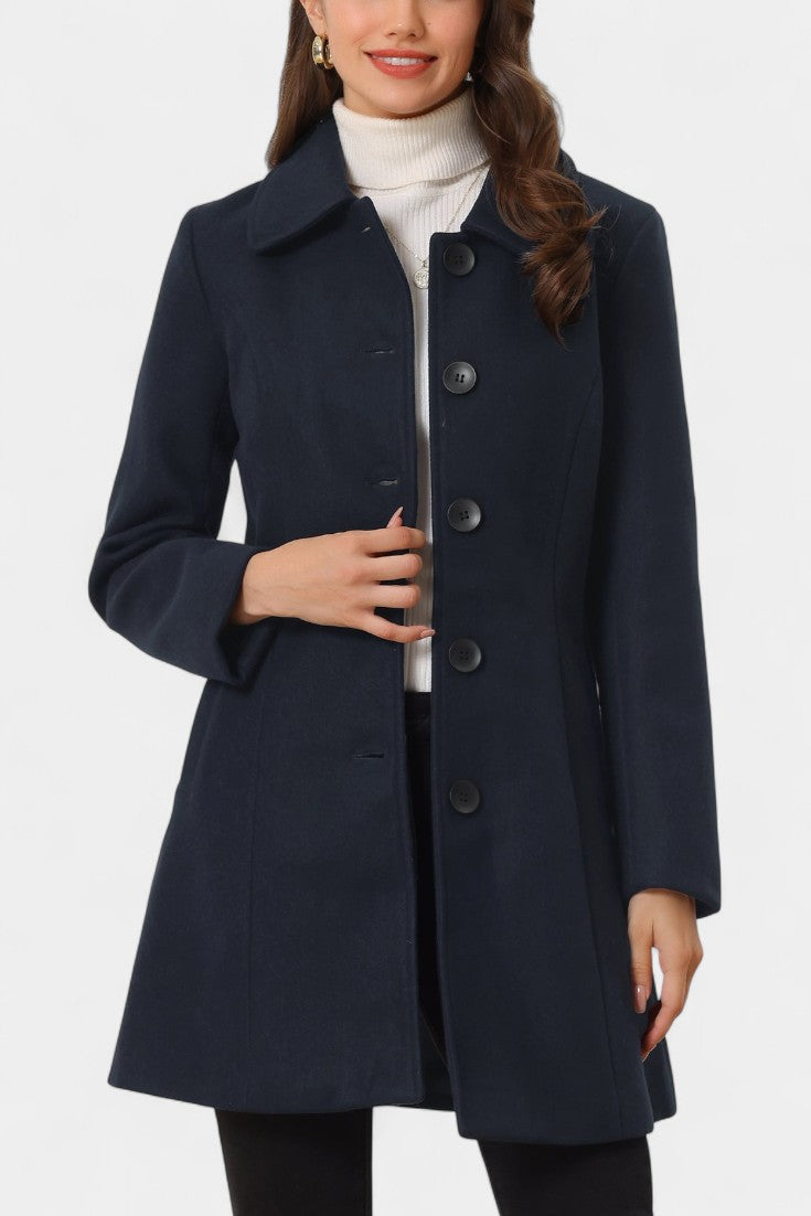 Manea Long Thick Coat with Faux Fur Collar